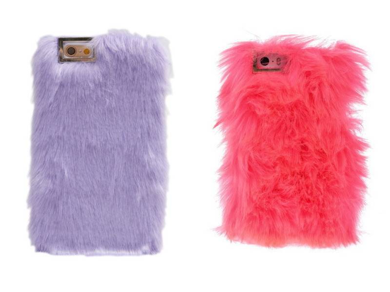 英牌Skinnydip London紫丁香色及螢光粉紅色人造毛iPhone 6/6s case 各15英鎊(約$175) /Skinnydip London