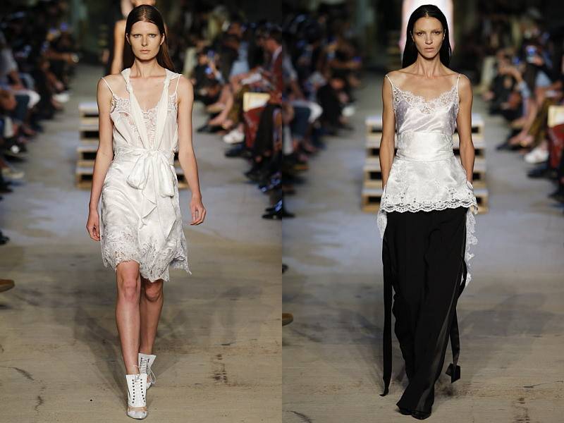 Givenchy 2016春夏系列的白色吊帶喱士絲質連身裙，極具誘惑。